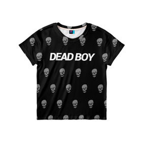 Детская футболка 3D с принтом Bones Deadboy в Санкт-Петербурге, 100% гипоаллергенный полиэфир | прямой крой, круглый вырез горловины, длина до линии бедер, чуть спущенное плечо, ткань немного тянется | Тематика изображения на принте: bones | boy | dead | deadboy | elmo | hdmi | hip | hop | kennedy | metal | rap | rapper | scream | sesh | seshollowaterboyz | skull | team | кеннеди | кости | костя | метал | рэп | рэпер | сеш | скрим | сэш | хип | хоп | череп | элмо