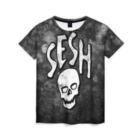 Женская футболка 3D с принтом SESH Team (Bones) в Санкт-Петербурге, 100% полиэфир ( синтетическое хлопкоподобное полотно) | прямой крой, круглый вырез горловины, длина до линии бедер | bones | boy | dead | deadboy | elmo | hdmi | hip | hop | kennedy | metal | rap | rapper | scream | sesh | seshollowaterboyz | skull | team | кеннеди | кости | костя | метал | рэп | рэпер | сеш | скрим | сэш | хип | хоп | череп | элмо
