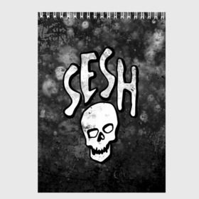 Скетчбук с принтом SESH Team (Bones) в Санкт-Петербурге, 100% бумага
 | 48 листов, плотность листов — 100 г/м2, плотность картонной обложки — 250 г/м2. Листы скреплены сверху удобной пружинной спиралью | Тематика изображения на принте: bones | boy | dead | deadboy | elmo | hdmi | hip | hop | kennedy | metal | rap | rapper | scream | sesh | seshollowaterboyz | skull | team | кеннеди | кости | костя | метал | рэп | рэпер | сеш | скрим | сэш | хип | хоп | череп | элмо