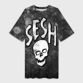 Платье-футболка 3D с принтом SESH Team (Bones) в Санкт-Петербурге,  |  | bones | boy | dead | deadboy | elmo | hdmi | hip | hop | kennedy | metal | rap | rapper | scream | sesh | seshollowaterboyz | skull | team | кеннеди | кости | костя | метал | рэп | рэпер | сеш | скрим | сэш | хип | хоп | череп | элмо