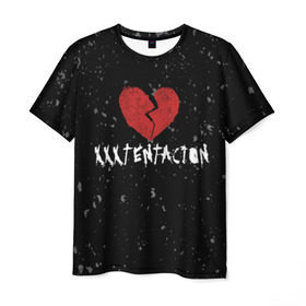 Мужская футболка 3D с принтом XXXTentacion Red Broken Heart в Санкт-Петербурге, 100% полиэфир | прямой крой, круглый вырез горловины, длина до линии бедер | broken | dead | heart | king | legend | music | rap | rapper | red | revenge | rip | xtentation | xxtennation | xxx | xxxtentacion | красное | мертв | музыка | память | разбитое | репер | рип | рэп | сердце | тентасьон | умер