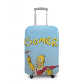 Чехол для чемодана 3D с принтом Гомер в Санкт-Петербурге, 86% полиэфир, 14% спандекс | двустороннее нанесение принта, прорези для ручек и колес | gomer | simpsons | барбекю | гомер | симпсон