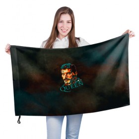 Флаг 3D с принтом Queen в Санкт-Петербурге, 100% полиэстер | плотность ткани — 95 г/м2, размер — 67 х 109 см. Принт наносится с одной стороны | 