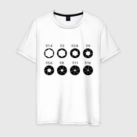 Мужская футболка хлопок с принтом F/1.4-16 в Санкт-Петербурге, 100% хлопок | прямой крой, круглый вырез горловины, длина до линии бедер, слегка спущенное плечо. | фото | фотограф | фотография