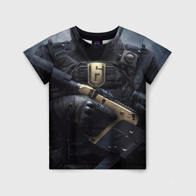 Детская футболка 3D с принтом Rainbow Six: Siege в Санкт-Петербурге, 100% гипоаллергенный полиэфир | прямой крой, круглый вырез горловины, длина до линии бедер, чуть спущенное плечо, ткань немного тянется | pvp | воин | герой | дым | огонь | оружия | пламя | призрак | снайпер | сражения | тактический | туман | шутер