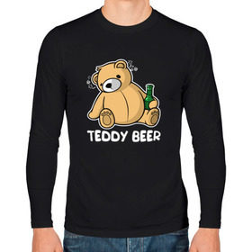 Мужской лонгслив хлопок с принтом Teddy Beer в Санкт-Петербурге, 100% хлопок |  | Тематика изображения на принте: медведь | миша | мишка | тедди | юмор