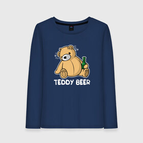 Женский лонгслив хлопок с принтом Teddy Beer в Санкт-Петербурге, 100% хлопок |  | медведь | миша | мишка | тедди | юмор