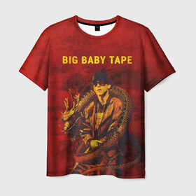 Мужская футболка 3D с принтом BIG BABY TAPE - Dragonborn в Санкт-Петербурге, 100% полиэфир | прямой крой, круглый вырез горловины, длина до линии бедер | Тематика изображения на принте: baby | bbt | big | dragonborn | dragons | fire | gimme | lost | rap | raper | tape | the | trap | взял | дракон | драконы | огонь | русский | рэп | рэппер | твою