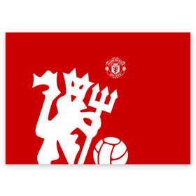 Поздравительная открытка с принтом Манчестер Юнайтед в Санкт-Петербурге, 100% бумага | плотность бумаги 280 г/м2, матовая, на обратной стороне линовка и место для марки
 | manchester | manchester united | mufc | red devils | клубная | красные дьяволы | манчестер | манчестер юнайтед | фанатская | футбольная | футбольный клуб | юнайтед