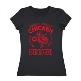 Женская футболка хлопок с принтом WINNER WINNER chicken dinner! в Санкт-Петербурге, 100% хлопок | прямой крой, круглый вырез горловины, длина до линии бедер, слегка спущенное плечо | 