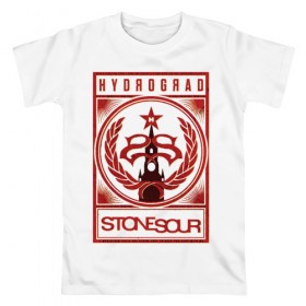 Мужская футболка хлопок с принтом Stone Sour - Hydrograd в Санкт-Петербурге, 100% хлопок | прямой крой, круглый вырез горловины, длина до линии бедер, слегка спущенное плечо. | Тематика изображения на принте: corey taylor | fabuless | hydrograd | metal | rock | slipknot | song3 | stone sour | метал | рок