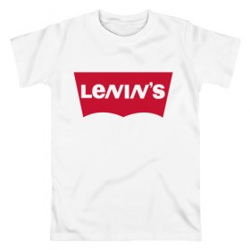 Мужская футболка хлопок с принтом LENIN`S в Санкт-Петербурге, 100% хлопок | прямой крой, круглый вырез горловины, длина до линии бедер, слегка спущенное плечо. | бренд | коммунизм | комсомол | ленин | партия | революция