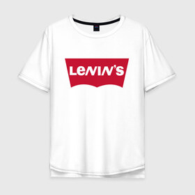 Мужская футболка хлопок Oversize с принтом LENINS в Санкт-Петербурге, 100% хлопок | свободный крой, круглый ворот, “спинка” длиннее передней части | бренд | коммунизм | комсомол | ленин | партия | революция
