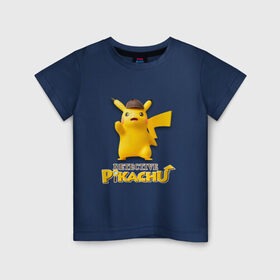 Детская футболка хлопок с принтом Detetive Pikachu в Санкт-Петербурге, 100% хлопок | круглый вырез горловины, полуприлегающий силуэт, длина до линии бедер | detective | picachu | pokemon | детектив | пикачу | покемон