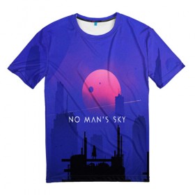 Мужская футболка 3D с принтом No Mans SKY в Санкт-Петербурге, 100% полиэфир | прямой крой, круглый вырез горловины, длина до линии бедер | 