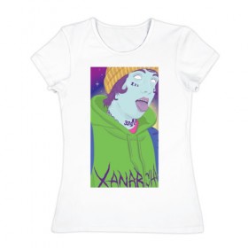 Женская футболка хлопок с принтом Lil Xan_2 в Санкт-Петербурге, 100% хлопок | прямой крой, круглый вырез горловины, длина до линии бедер, слегка спущенное плечо | Тематика изображения на принте: lil xan | лил зан