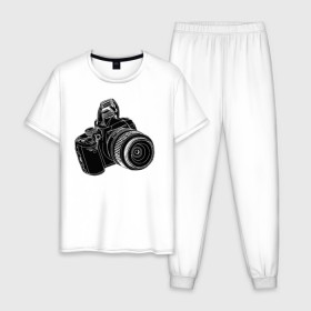 Мужская пижама хлопок с принтом зеркалка в Санкт-Петербурге, 100% хлопок | брюки и футболка прямого кроя, без карманов, на брюках мягкая резинка на поясе и по низу штанин
 | фото | фотограф | фотография