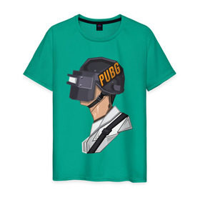 Мужская футболка хлопок с принтом PUBG minimal в Санкт-Петербурге, 100% хлопок | прямой крой, круглый вырез горловины, длина до линии бедер, слегка спущенное плечо. | fortnite | gaming | minimal | pubg | pubgfunny | pubgmeme | pubgmemes | pubgmobile | pubgxbox | минимализм | пубг