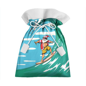 Подарочный 3D мешок с принтом Cool Santa в Санкт-Петербурге, 100% полиэстер | Размер: 29*39 см | cool | creative | design | holiday | merry christmas | new year | sea | summer | surfing | wave | волна | дизайн | канары | креатив | круто | лето | море | новый год | рождество | сёрфинг