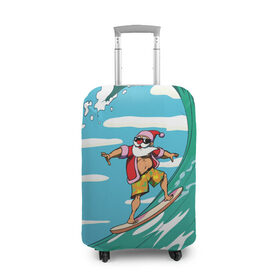 Чехол для чемодана 3D с принтом Cool Santa в Санкт-Петербурге, 86% полиэфир, 14% спандекс | двустороннее нанесение принта, прорези для ручек и колес | cool | creative | design | holiday | merry christmas | new year | sea | summer | surfing | wave | волна | дизайн | канары | креатив | круто | лето | море | новый год | рождество | сёрфинг