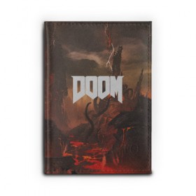 Обложка для автодокументов с принтом DOOM в Санкт-Петербурге, натуральная кожа |  размер 19,9*13 см; внутри 4 больших “конверта” для документов и один маленький отдел — туда идеально встанут права | Тематика изображения на принте: demon | devil | doom | doom vfr | evil | game | mars | red | демон | дум | игры | космос | красная планета | марс | пришельцы