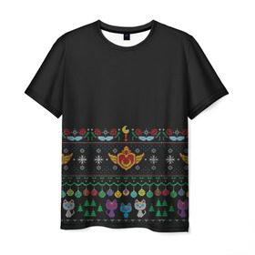 Мужская футболка 3D с принтом Sailor Moon Вязаный в Санкт-Петербурге, 100% полиэфир | прямой крой, круглый вырез горловины, длина до линии бедер | Тематика изображения на принте: аниме | вязаный | елка | зима | зимний | луна | новый год | рождество | роза | свитер | сейлор | снежинки | сэйлор мун