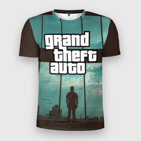 Мужская футболка 3D спортивная с принтом GTA View в Санкт-Петербурге, 100% полиэстер с улучшенными характеристиками | приталенный силуэт, круглая горловина, широкие плечи, сужается к линии бедра | grand theft auto | gta | gta san andreas | gta v | гта