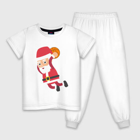 Детская пижама хлопок с принтом Новогодний баскетбол в Санкт-Петербурге, 100% хлопок |  брюки и футболка прямого кроя, без карманов, на брюках мягкая резинка на поясе и по низу штанин
 | Тематика изображения на принте: 2019 | дед мороз | дом | елка | желание | животные | зима | кабан | милый | мороз | настроение | новый год | пеппа | подарок | позитив | поросенок | праздник | радость | рождество | санта клаус | свинка