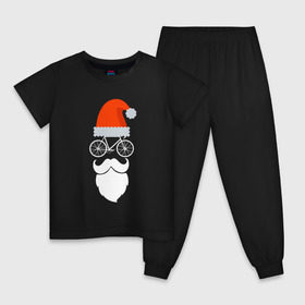 Детская пижама хлопок с принтом Санта - велосипедист в Санкт-Петербурге, 100% хлопок |  брюки и футболка прямого кроя, без карманов, на брюках мягкая резинка на поясе и по низу штанин
 | 