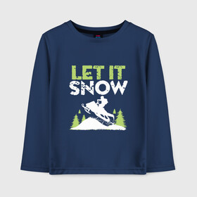 Детский лонгслив хлопок с принтом Let It Snow в Санкт-Петербурге, 100% хлопок | круглый вырез горловины, полуприлегающий силуэт, длина до линии бедер | Тематика изображения на принте: 2019 | дед мороз | дом | елка | желание | животные | зима | кабан | милый | мороз | настроение | новый год | пеппа | подарок | позитив | поросенок | праздник | радость | рождество | санта клаус | свинка