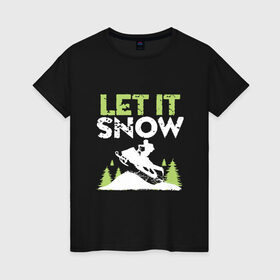 Женская футболка хлопок с принтом Let It Snow в Санкт-Петербурге, 100% хлопок | прямой крой, круглый вырез горловины, длина до линии бедер, слегка спущенное плечо | 2019 | дед мороз | дом | елка | желание | животные | зима | кабан | милый | мороз | настроение | новый год | пеппа | подарок | позитив | поросенок | праздник | радость | рождество | санта клаус | свинка