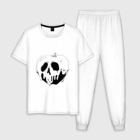 Мужская пижама хлопок с принтом Death Apple в Санкт-Петербурге, 100% хлопок | брюки и футболка прямого кроя, без карманов, на брюках мягкая резинка на поясе и по низу штанин
 | Тематика изображения на принте: blood | bones | dead | halloween | killer | monster | night | scream | skeletor | skull | zombie | вампир | зомби | кладбище | крик | кровь | мертвец | месть | могила | монстр | ночь | пират | скелет | скелетор