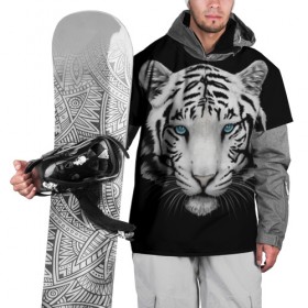 Накидка на куртку 3D с принтом Белый тигр в Санкт-Петербурге, 100% полиэстер |  | 