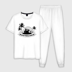 Мужская пижама хлопок с принтом Чоппер - southland в Санкт-Петербурге, 100% хлопок | брюки и футболка прямого кроя, без карманов, на брюках мягкая резинка на поясе и по низу штанин
 | 