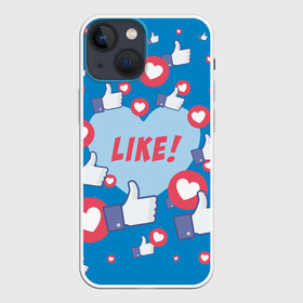 Чехол для iPhone 13 mini с принтом Лайки и сердечки в Санкт-Петербурге,  |  | facebook | like | love | абстракция | класс | лайки | палецвверх | сердечки | фейсбук