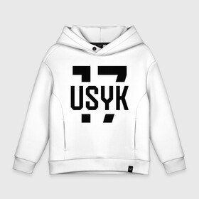 Детское худи Oversize хлопок с принтом USYK 17 в Санкт-Петербурге, френч-терри — 70% хлопок, 30% полиэстер. Мягкий теплый начес внутри —100% хлопок | боковые карманы, эластичные манжеты и нижняя кромка, капюшон на магнитной кнопке | usyk | wbc | боец | бокс | боксер | украина | усик | чемпион