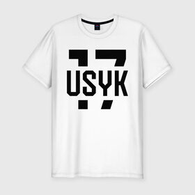 Мужская футболка премиум с принтом USYK 17 в Санкт-Петербурге, 92% хлопок, 8% лайкра | приталенный силуэт, круглый вырез ворота, длина до линии бедра, короткий рукав | usyk | wbc | боец | бокс | боксер | украина | усик | чемпион