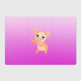 Магнитный плакат 3Х2 с принтом Танцующая свинка в Санкт-Петербурге, Полимерный материал с магнитным слоем | 6 деталей размером 9*9 см | Тематика изображения на принте: 2019 | голубоглазая | новыйгод | поросенок | пятачок | розовый | свинка | символгода | танцующаясвинка | танцы