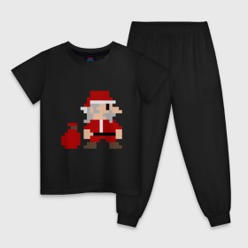 Детская пижама хлопок с принтом Pixel Santa в Санкт-Петербурге, 100% хлопок |  брюки и футболка прямого кроя, без карманов, на брюках мягкая резинка на поясе и по низу штанин
 | 8 bit | 8 бит | 8bit | geek | oldschool | pixel | santa | santa claus | дед мороз | игра | олдскул | пиксель | пиксельный | санта | санта клаус