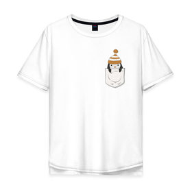 Мужская футболка хлопок Oversize с принтом Карманный пингвин в Санкт-Петербурге, 100% хлопок | свободный крой, круглый ворот, “спинка” длиннее передней части | 