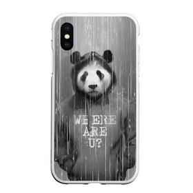 Чехол для iPhone XS Max матовый с принтом Панда в Санкт-Петербурге, Силикон | Область печати: задняя сторона чехла, без боковых панелей | Тематика изображения на принте: дождь | животные | капюшон | кофта | медведь | мишка | панда | природа | хипстер