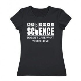 Женская футболка хлопок с принтом Science (dark) в Санкт-Петербурге, 100% хлопок | прямой крой, круглый вырез горловины, длина до линии бедер, слегка спущенное плечо | 