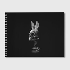 Альбом для рисования с принтом Зая в Санкт-Петербурге, 100% бумага
 | матовая бумага, плотность 200 мг. | Тематика изображения на принте: бабочки | животные | зая | заяц | кости | кролик | череп | черно белый | черное и белое