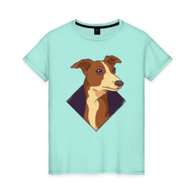 Женская футболка хлопок с принтом Уиппет в Санкт-Петербурге, 100% хлопок | прямой крой, круглый вырез горловины, длина до линии бедер, слегка спущенное плечо | whippet | собака | собаки | уиппет