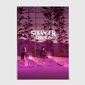 Постер с принтом STRANGER THINGS в Санкт-Петербурге, 100% бумага
 | бумага, плотность 150 мг. Матовая, но за счет высокого коэффициента гладкости имеет небольшой блеск и дает на свету блики, но в отличии от глянцевой бумаги не покрыта лаком | finn wolfhard | gaten mataraz | millie bobby brown | natalia dyer | stranger things | winona ryder | вайнона райдер | милли бобби браун | оченнь странные дела | очень странные дела | странные события