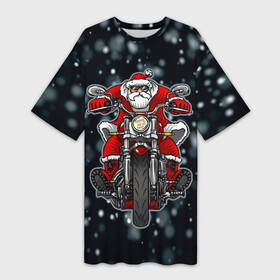 Платье-футболка 3D с принтом Крутой Санта в Санкт-Петербурге,  |  | art | bike | biker | christmas | happy new year | new year | road | santa | арт | байк | байкер | дед мороз | мотоцикл | на мотоцикле | новогодний | новый год | рождественский | рождество | санта | санта на байке