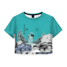 Женская футболка 3D укороченная с принтом Lil Peep & XXXTentacion в Санкт-Петербурге, 100% полиэстер | круглая горловина, длина футболки до линии талии, рукава с отворотами | ahr | benz truck | gustav | hip hop | lil | lil peep | peep | rap | xxxtentacion | лил | лилпип | пип | рэп | хип хоп | эмо | эмо реп