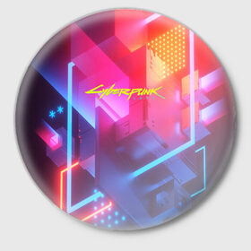 Значок с принтом CYBER PUNK 2077 в Санкт-Петербурге,  металл | круглая форма, металлическая застежка в виде булавки | Тематика изображения на принте: 