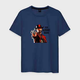 Мужская футболка хлопок с принтом Alright boy в Санкт-Петербурге, 100% хлопок | прямой крой, круглый вырез горловины, длина до линии бедер, слегка спущенное плечо. | rdr2 | red dead redemption 2 | артур | морган | прикол | рдр | рдр2 | шутка