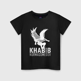 Детская футболка хлопок с принтом Хабиб (Air) в Санкт-Петербурге, 100% хлопок | круглый вырез горловины, полуприлегающий силуэт, длина до линии бедер | Тематика изображения на принте: air | eagle | khabib | nurmagomedov | ssru | нурмагомедов | орел | хабиб